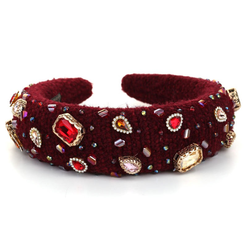 Baroque crystal hand sewn sponge head hoop with rhinestones inlaid