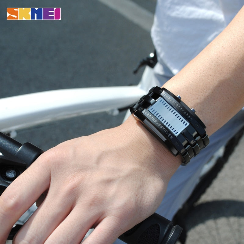 SKMEI 0953 Fashion Creative Sport Watch Women Stainless Steel Strap LED Display Watches 5Bar Waterproof Digital Watch reloj hombre