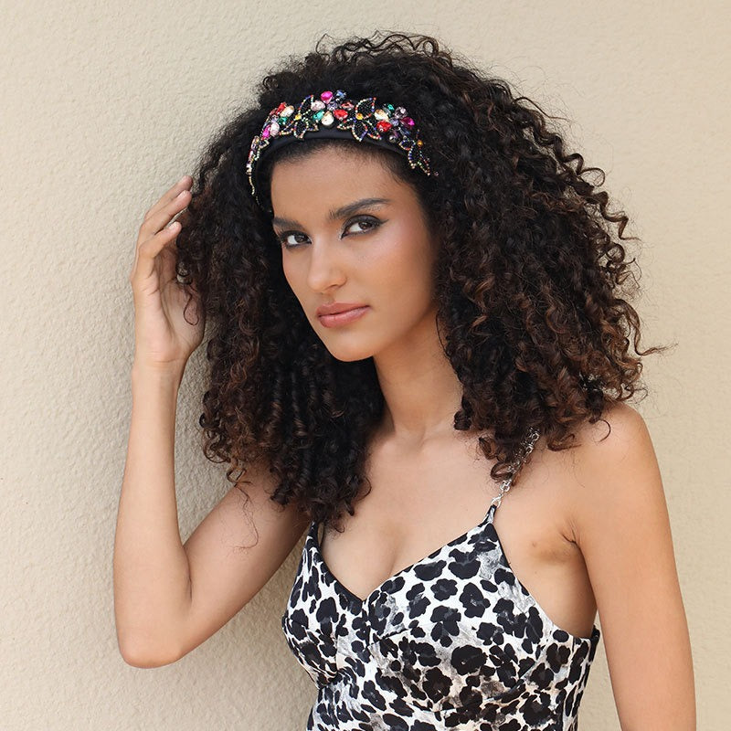 Crystal Rice Pearl Flower Heavy Industry Sponge Pressing Hair Headband Headband