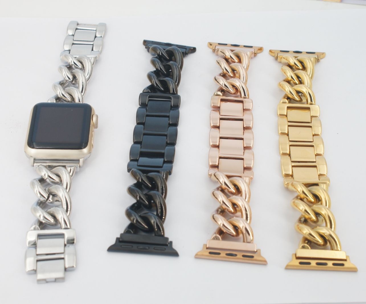 Suitable For Apple Watch Stainless Steel Strap Single Row Denim Chain Steel Band Metal Strap