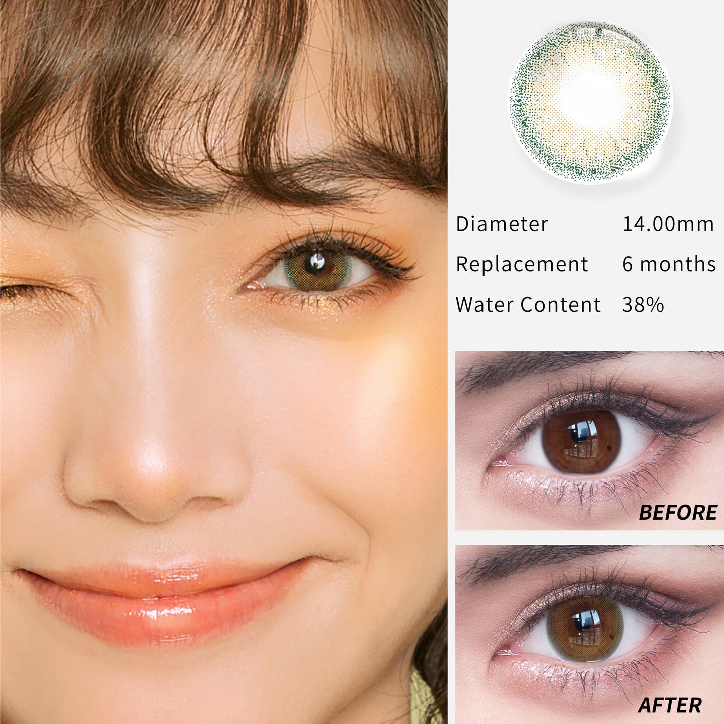 1Pcs CE  Certificate Eyes Beautiful Pupil Colorful Girl Cosplay Contact Lenses Meteor Green