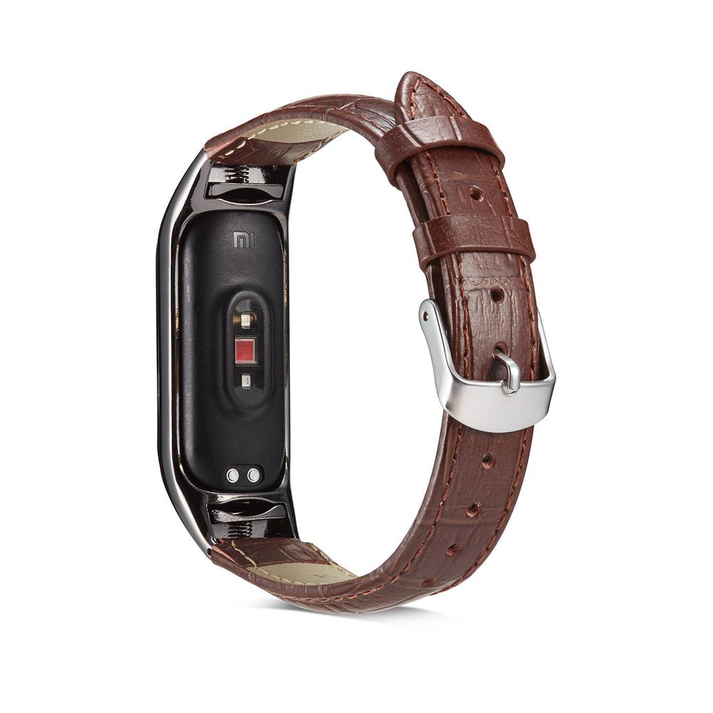 Yiwa For Millet Mi-band 3/4 PU Wrist Band Bracelet Strap+Metal Case Millet 3 Wrist Strap Protection