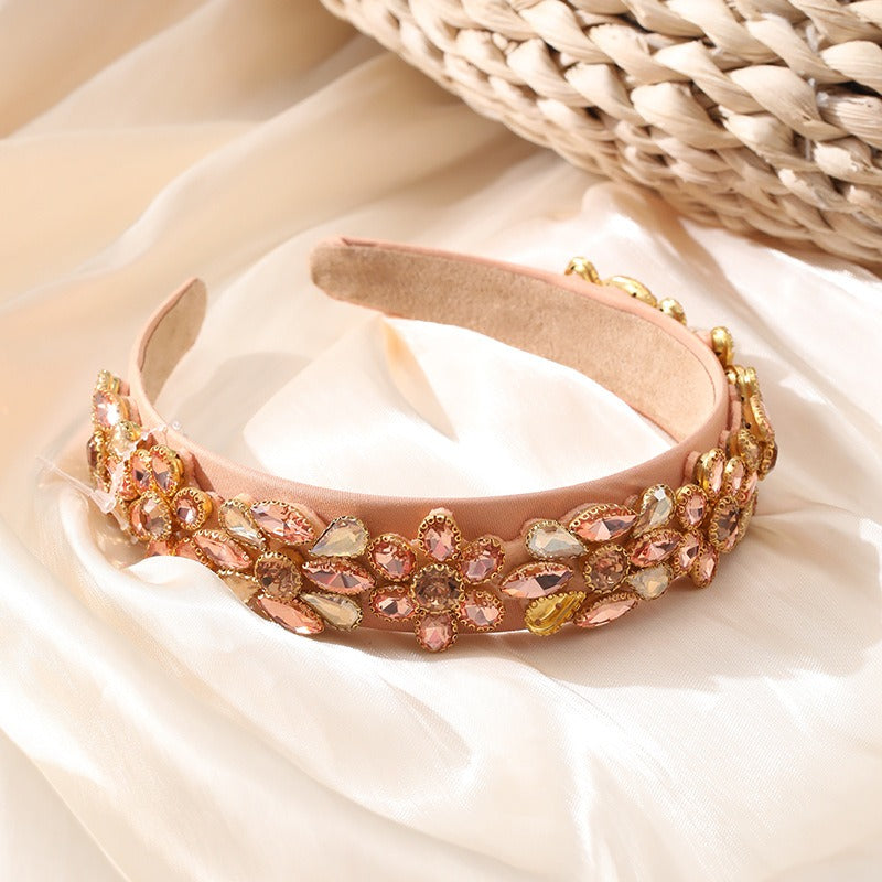 Heavy Industry Fashion Creative Hair Hoops Baroque Water Drill Bit Hoops Women's Wide Edge Hair Accessories