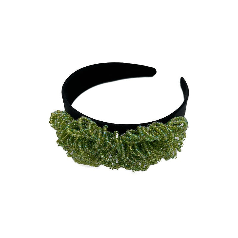 Fashionable floral handmade beaded headband headwear