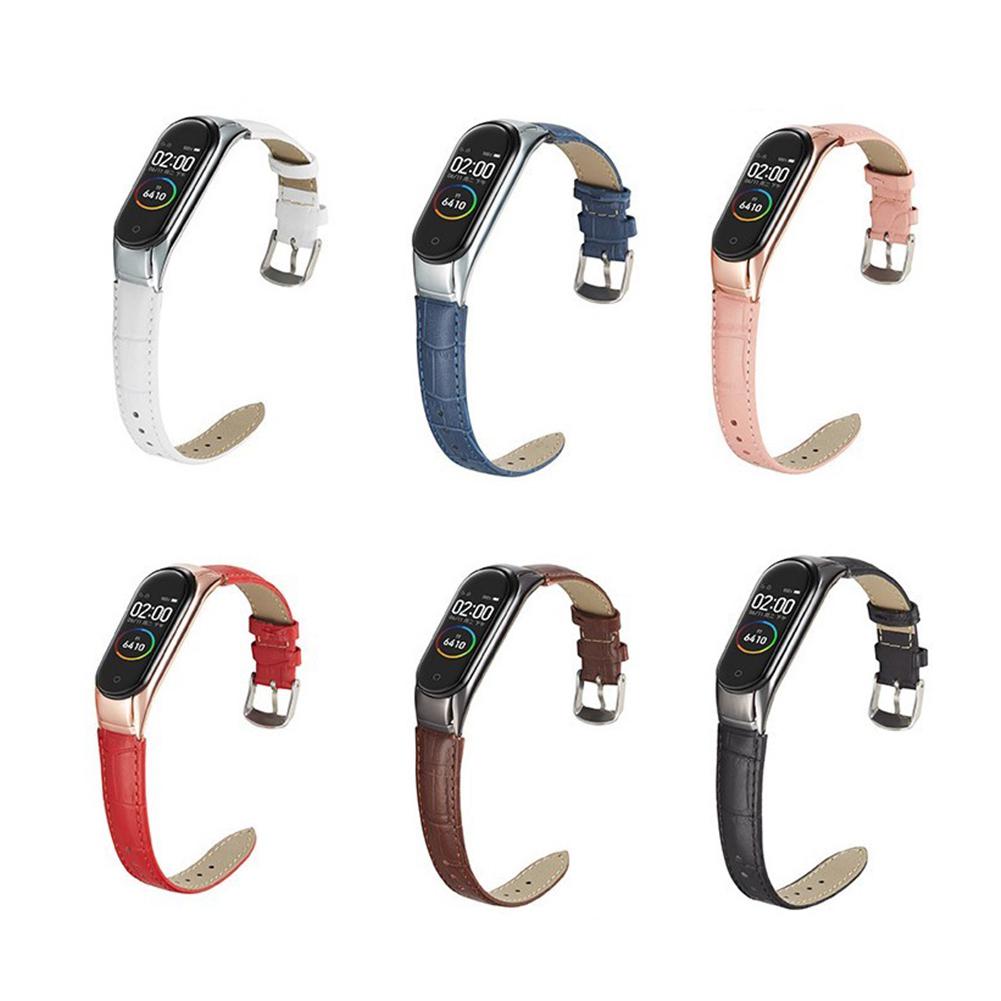 Yiwa For Millet Mi-band 3/4 PU Wrist Band Bracelet Strap+Metal Case Millet 3 Wrist Strap Protection