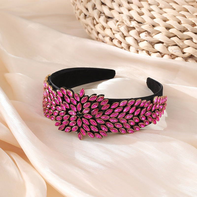 Heavy Industry Hair Hoops Fashionable and Creative Baroque Full Drill Hoops Women's Wide Edge Hair Accessories