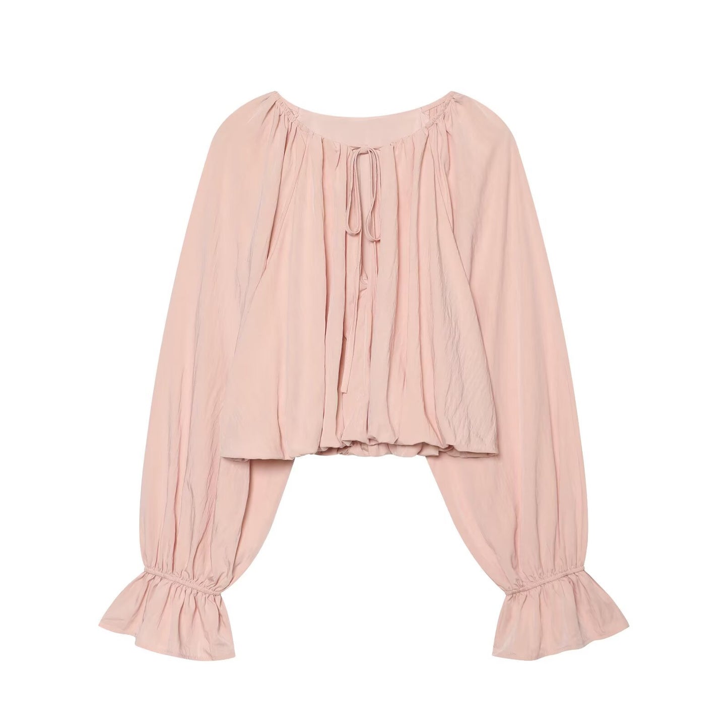 Round neck lace up top
