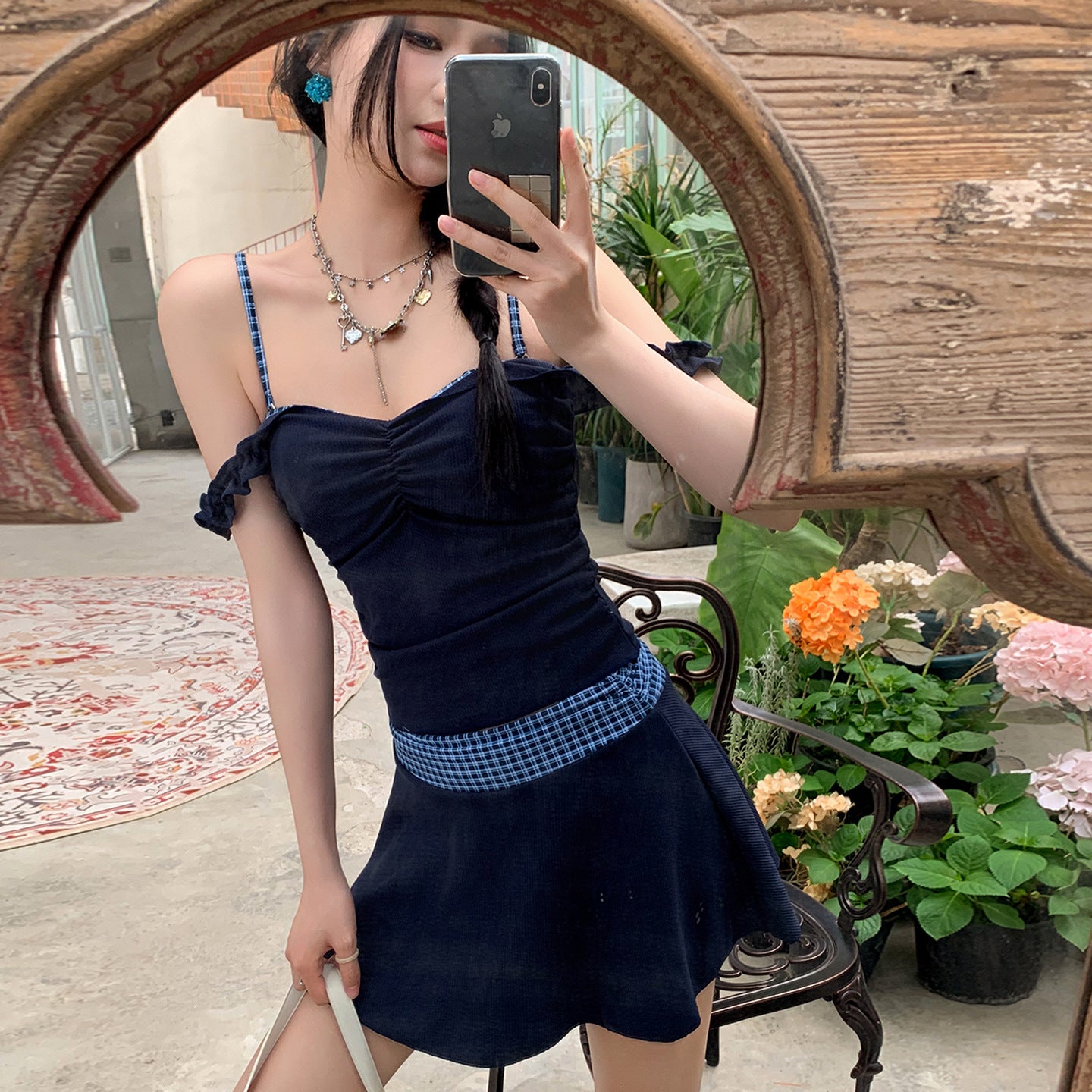 Two-Piece Swimwear for Women, Conservative Skirted Bikini