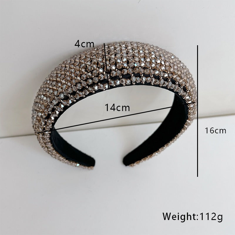 Fashionable full set glass crystal headband for women's temperament washing headwear
