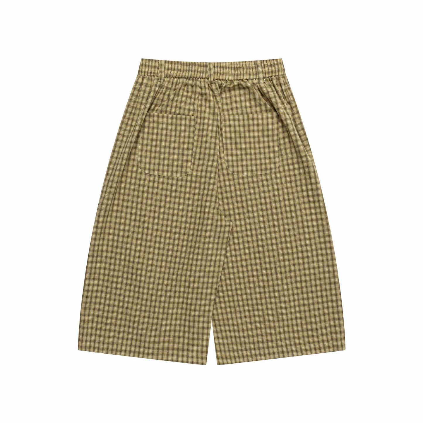 Color blocking plaid cropped pants