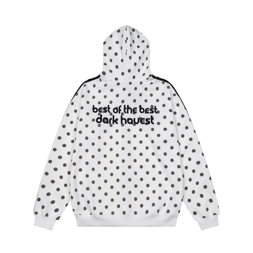 Full printed polka dot hooded cardigan sweatshirt