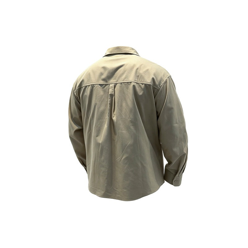 Design Solid Color Loose Fit Long Sleeve Workwear Shirt