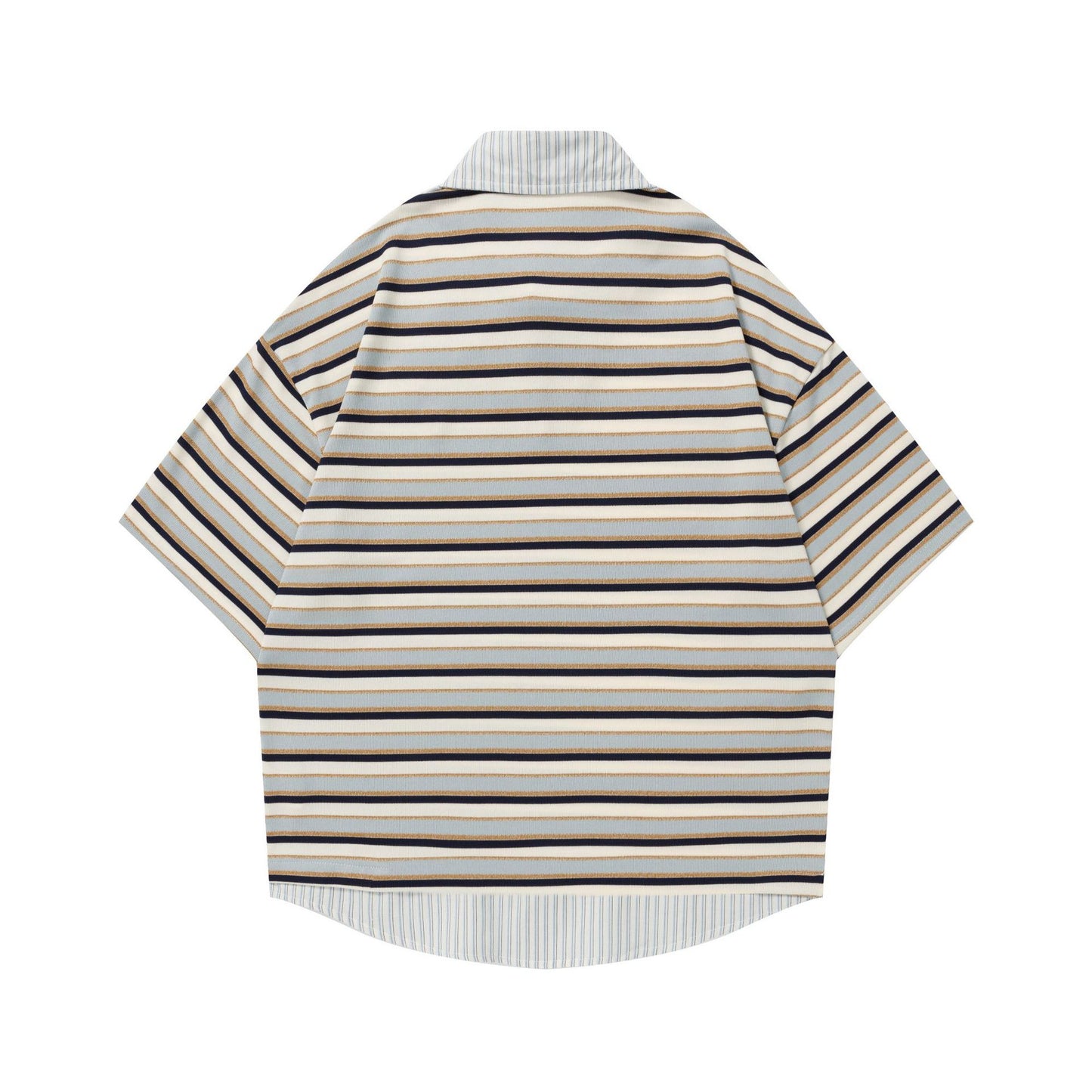 Hanging embroidery horizontal strip short sleeved shirt
