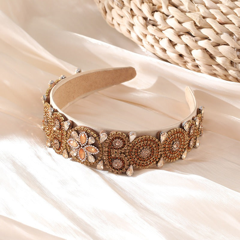 Fashionable Super Sparkling Colorful Water Diamond Wide Edge Heavy Industry Hair Accessories Headband