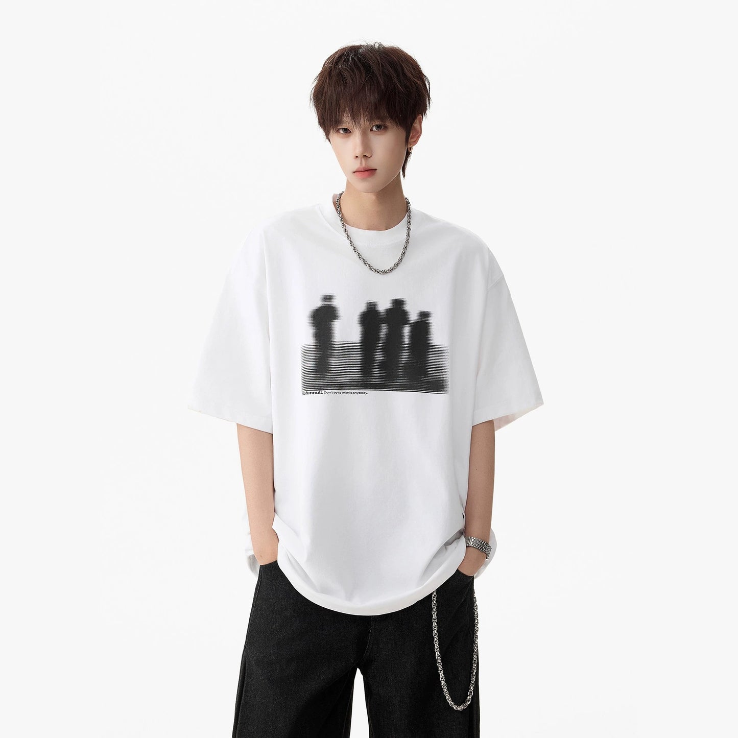 Printed White Short Sleeve T-Shirt for Men