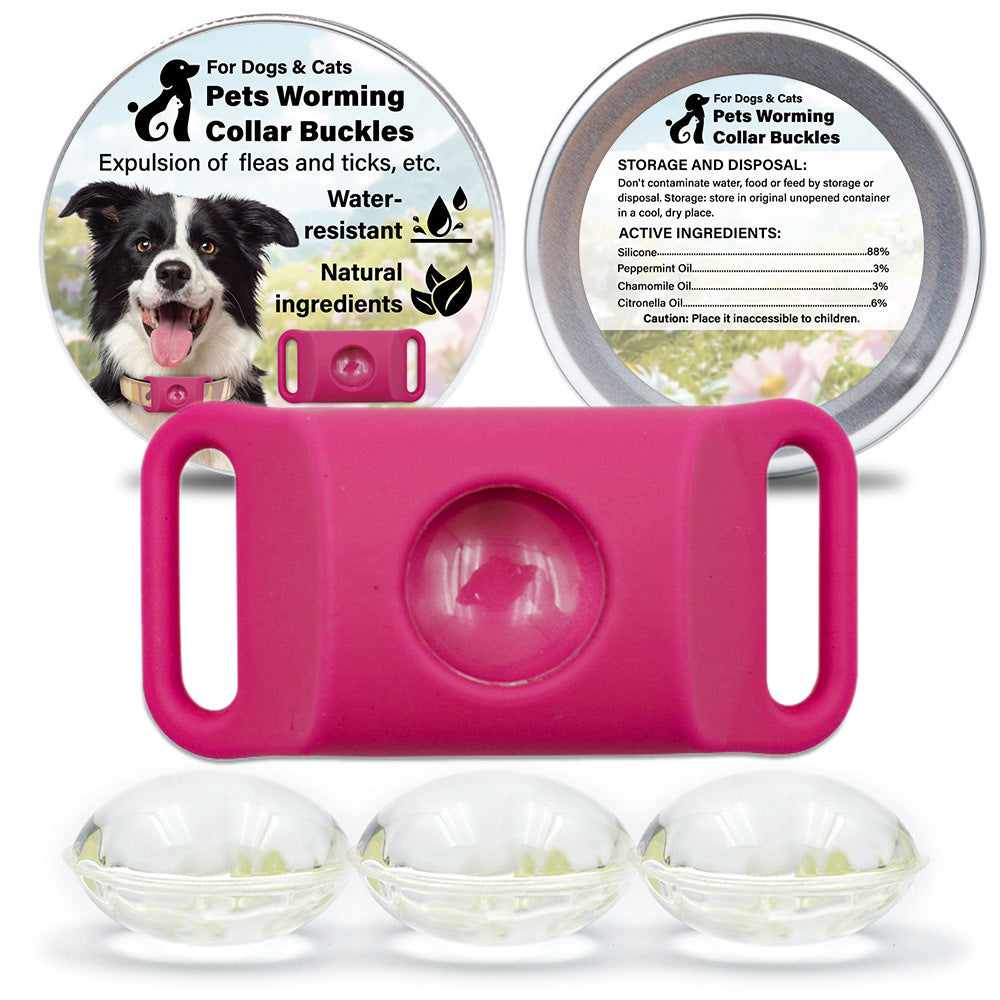 Pet Cat Dog Flea and Tick Prevention Silicone Collar with Insect Repellent Tag, Anti-Flea and Anti-Tick