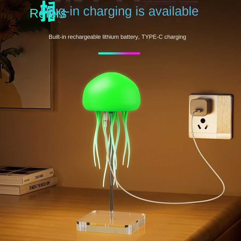 Full-color Gradient Sound-controlled Jellyfish Lamp, Creative Sensing Ambient Light, Night Light with Floating, Dynamic Swimming Tentacles