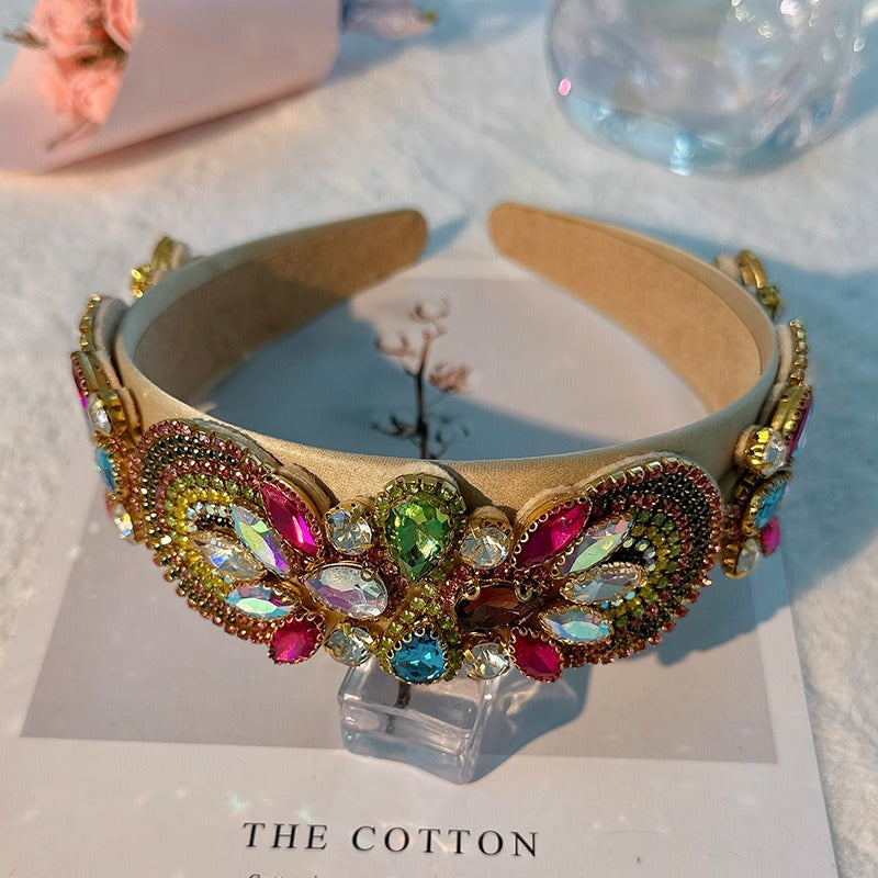 Fashionable handmade heavy craftsmanship Baroque wide edge hair accessories with diamond inlay hair accessories