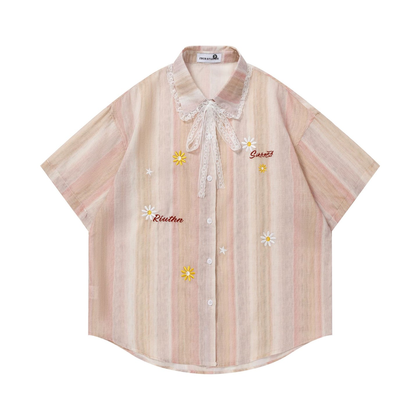 Embroidered gradient short sleeved shirt