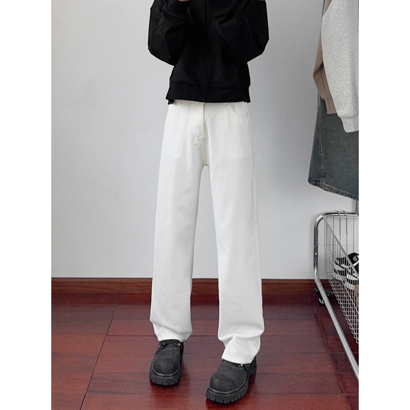 Jeans Men's High-Waisted Extra-Length Straight Leg Slim Fit Wide-Leg Pants