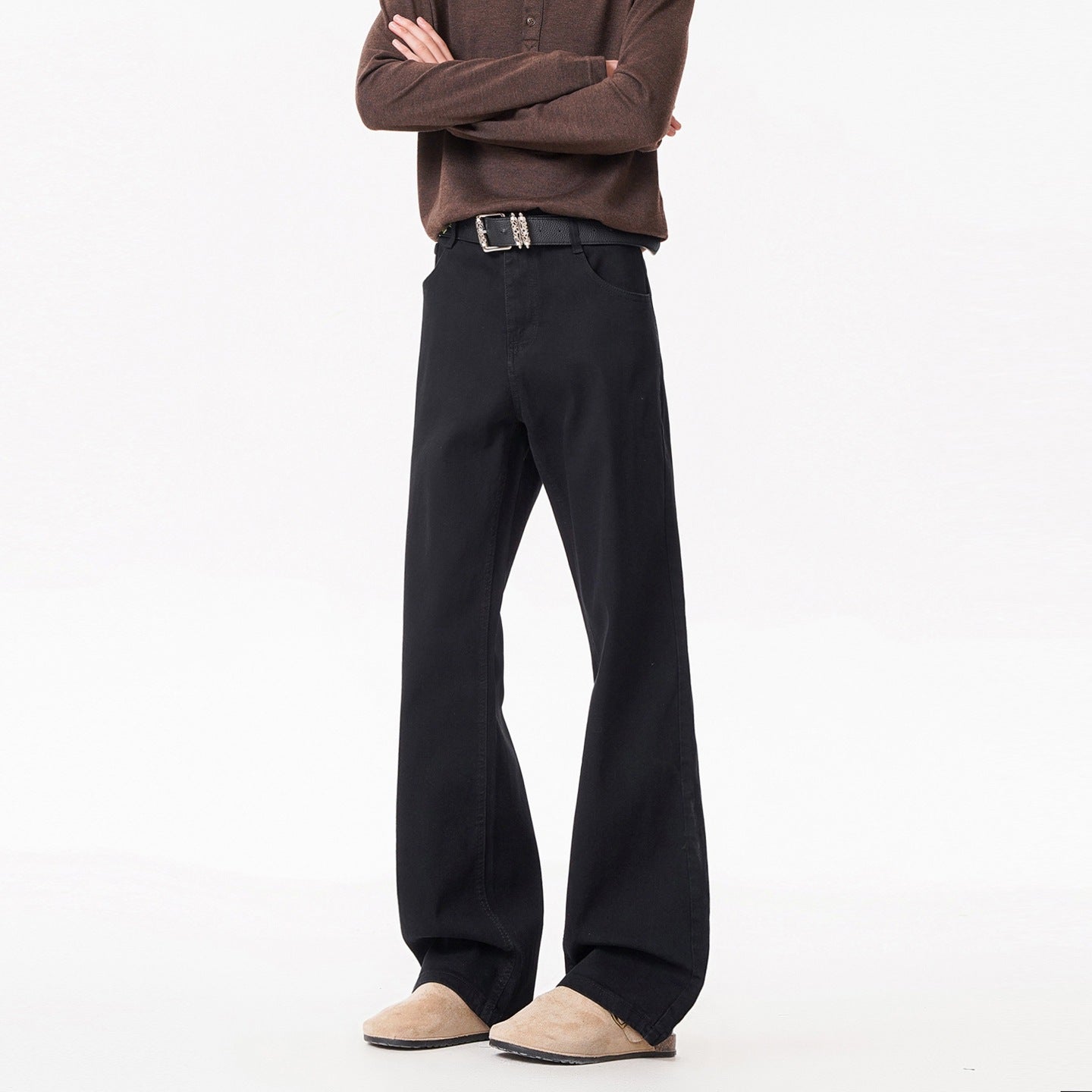 Washed Slim-Fitting Denim Pants for Men and Women