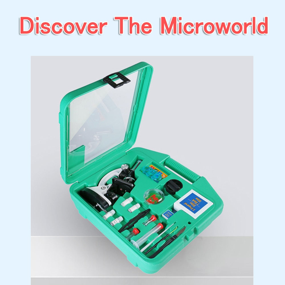 1200X Digital Microscope Set with Accessories Kit for Children Kids Students Gift All-Metal 100X 600X 1200X White Microscope