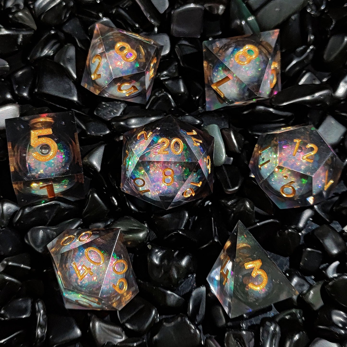 Resin Sand Flow Dice Liquid Core DND DungeonsDragons TRPG Board Game Dice Set Roleplaying Cthulhu
