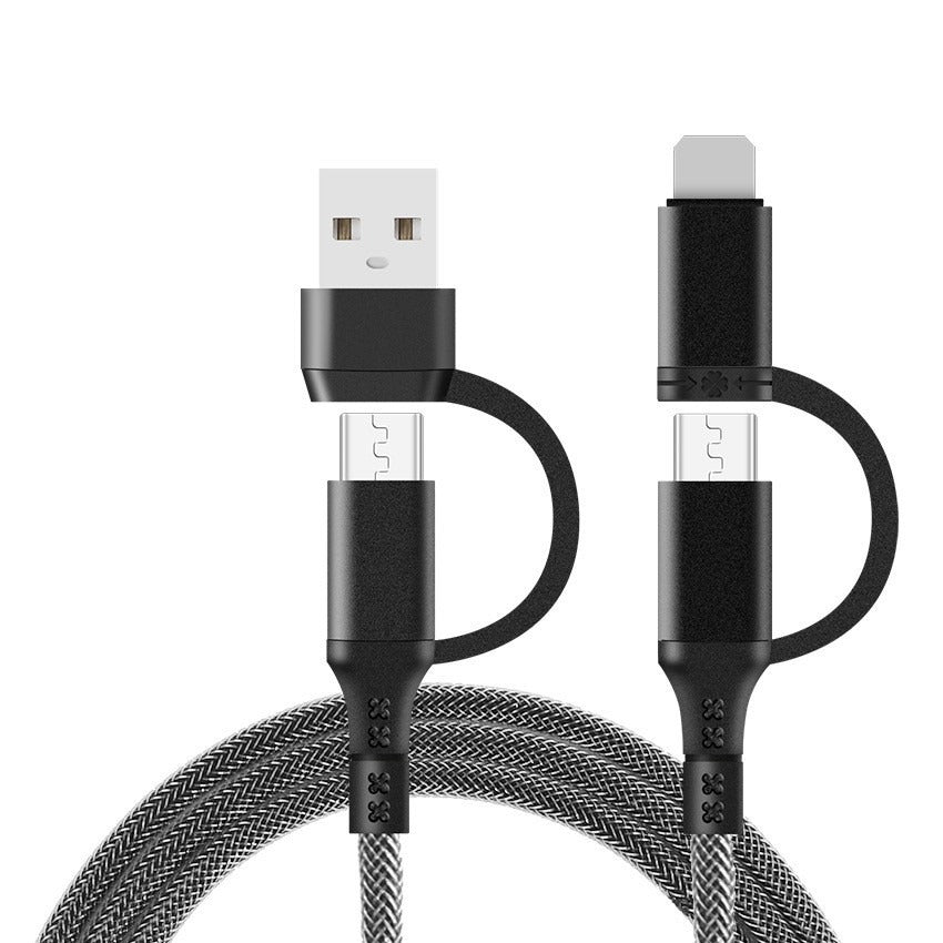 Four in one braided data cable PD60W fast charging cable suitable for Apple and Huawei phone Type-C flash charging cable