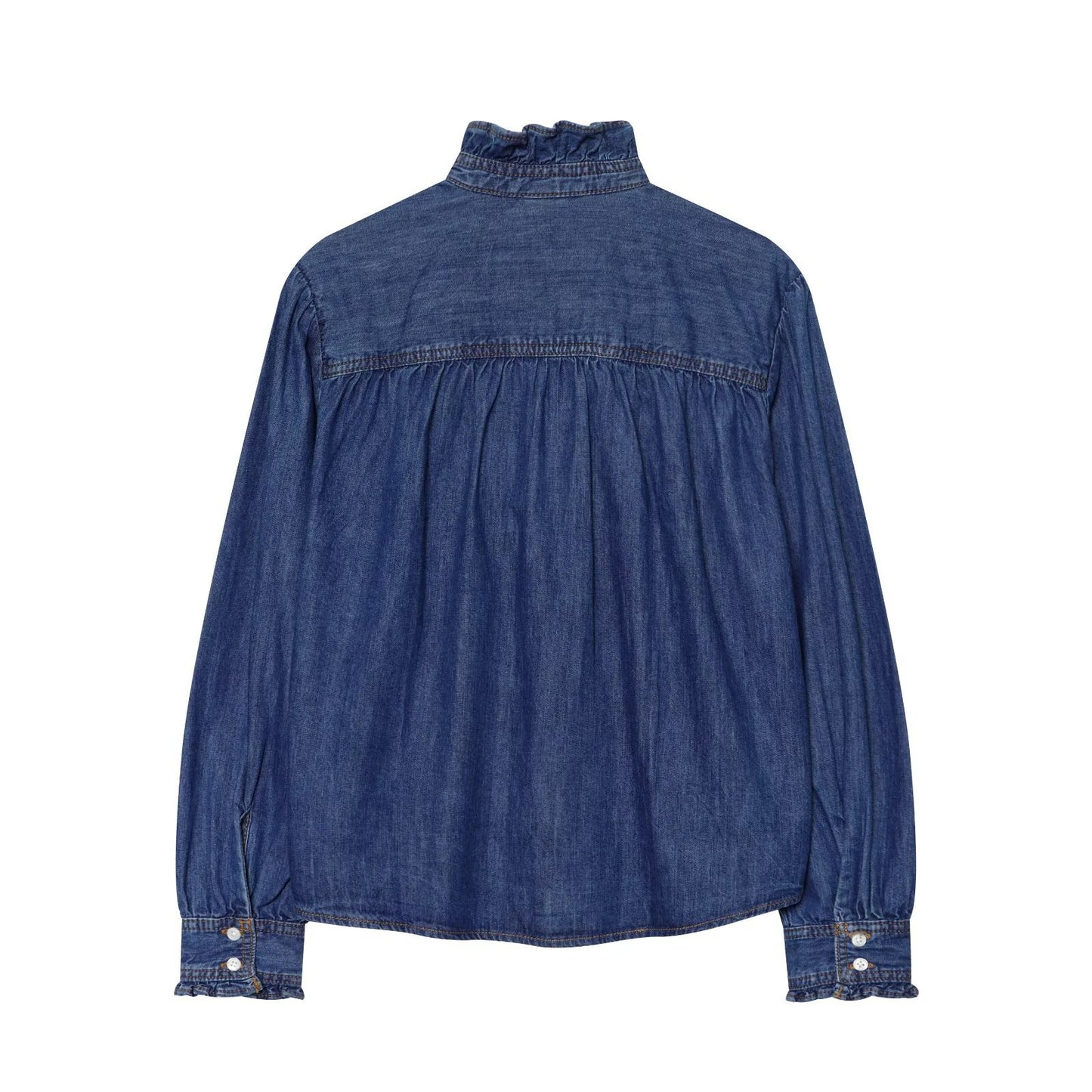Ruffle denim top shirt