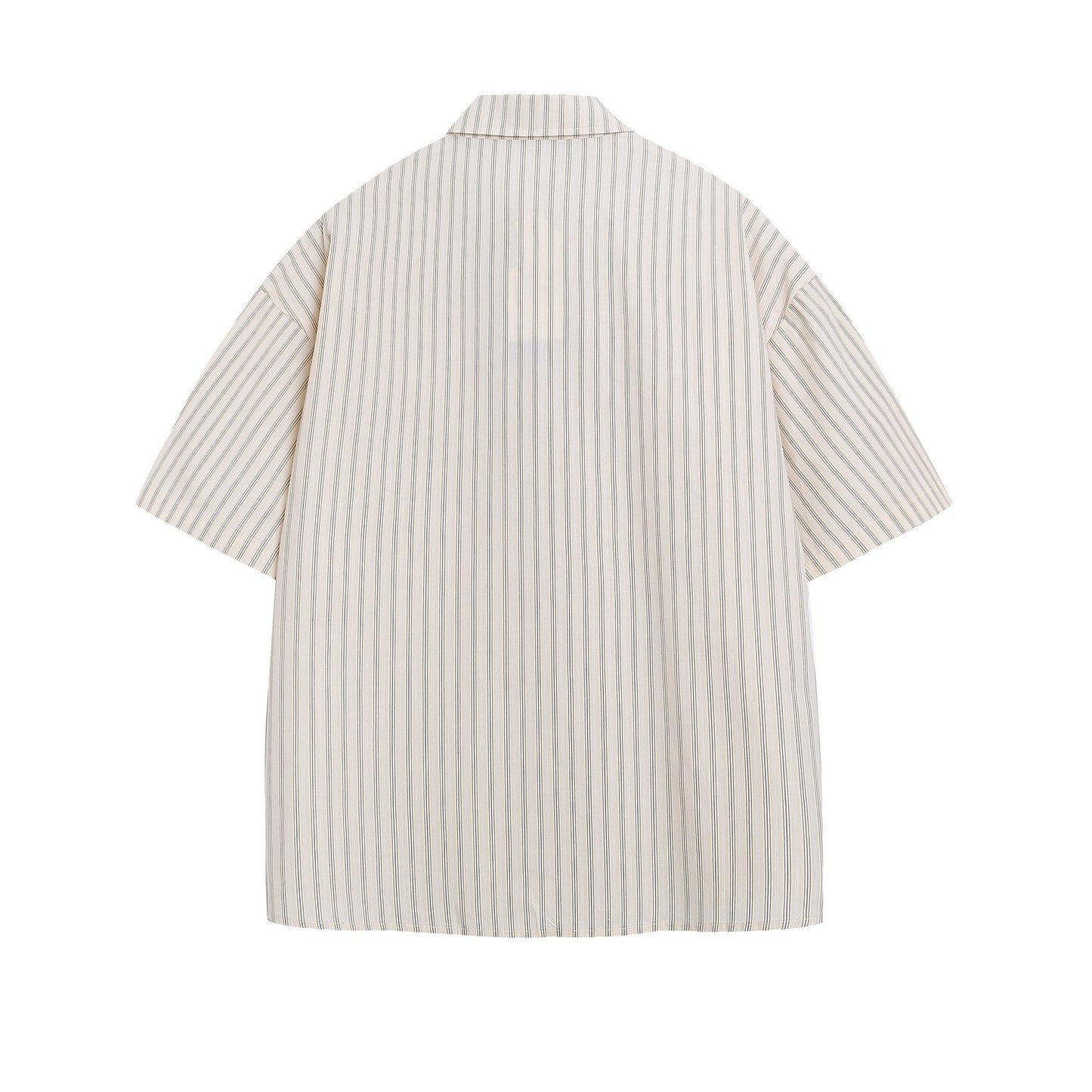Embroidered striped short sleeved pocket