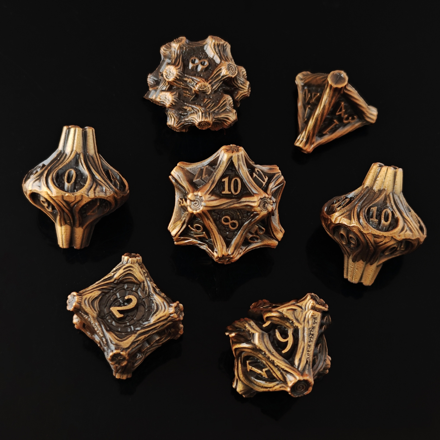 Geometric Mechanical Metal Solid Dice 7-Piece Set DND Dungeons &amp; Dragons Polyhedral Dice TRPG Board Game Accessories