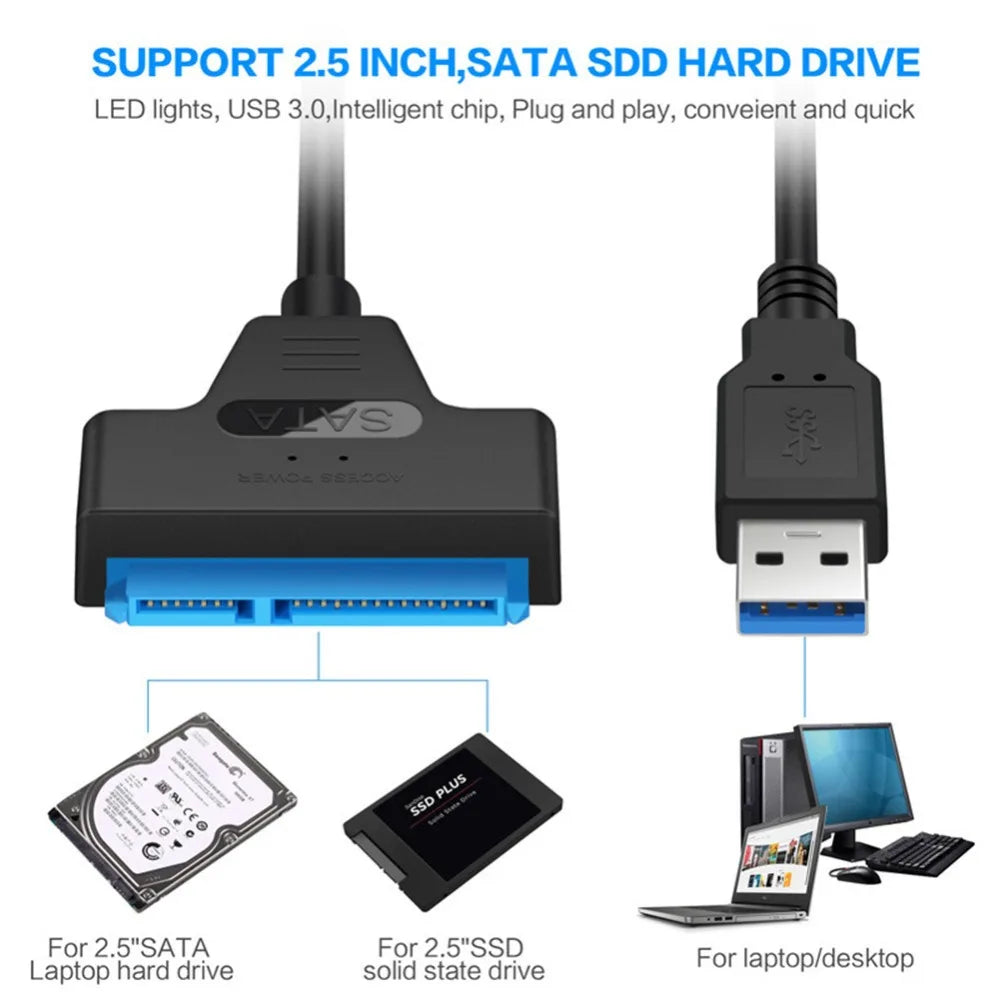 Usb Sata Cable Sata 3 To Usb 3.0 Adapter Computer Cables Connectors Usb Sata Adapter Cable Support 2.5 Inches Ssd Hdd Hard Drive