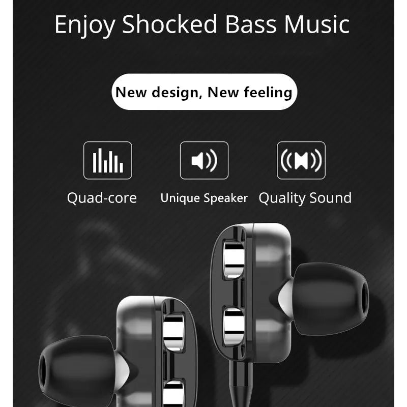 Olhveitra 3.5mm In Ear Earphones Wired Headset Gamer For Computer iPhone Samsung Xiaomi Dual Drive Stereo Sport Earbuds With Mic