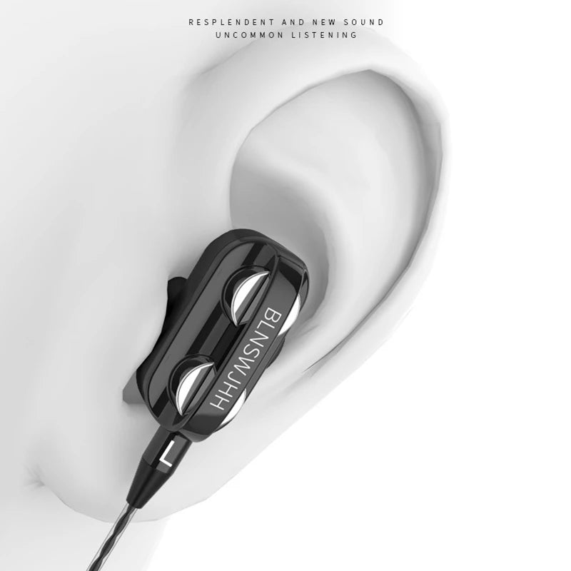 Olhveitra 3.5mm In Ear Earphones Wired Headset Gamer For Computer iPhone Samsung Xiaomi Dual Drive Stereo Sport Earbuds With Mic
