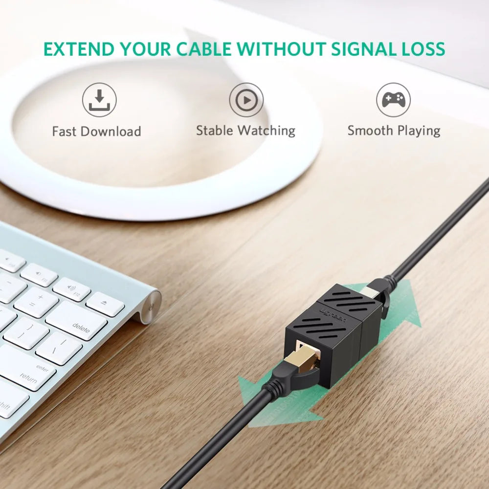 Ugreen RJ45 Connector Cat7/6/5e Ethernet Adapter 8P8C Network Extender Extension Cable for Ethernet Cable Female to Female