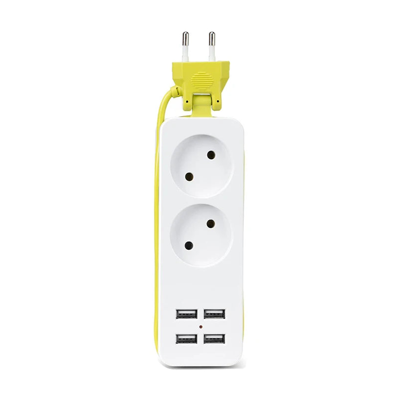 Rdxone EU plug Travel Power Strip Portable Extension Socket Outlet with 4 USB Wall Charger Smart Desktop Socket