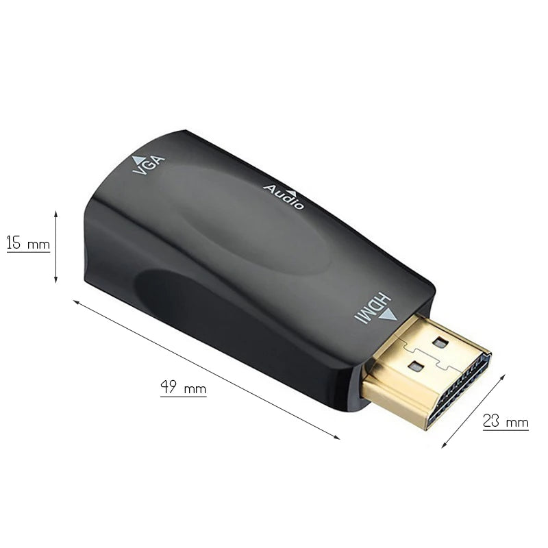 HDMI Male to VGA 15 Pin Female Adapter Audio Cable Converter FHD 1080P 720P 480P For PC Laptop TV Box Computer Display Projector