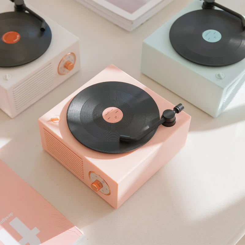 Retro Bluetooth Speaker Vinyl Record Player Bluetooth Audio Wireless Mini Portable Small Cannon Multifunctional