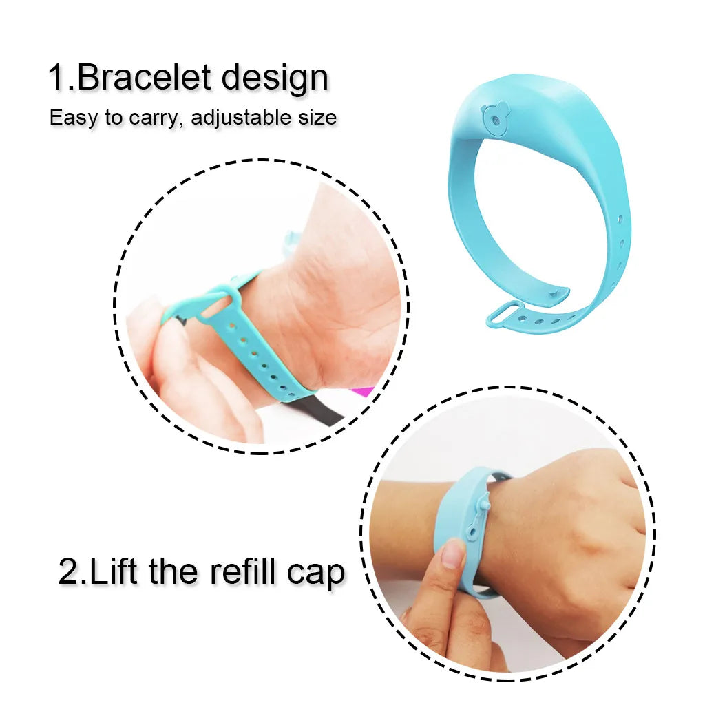 1Set Adult Kid Liquid Hand Dispenser Wristband Wrist Band Gel Without Whole Sanitizing Hand Sanitizer Bracelet New