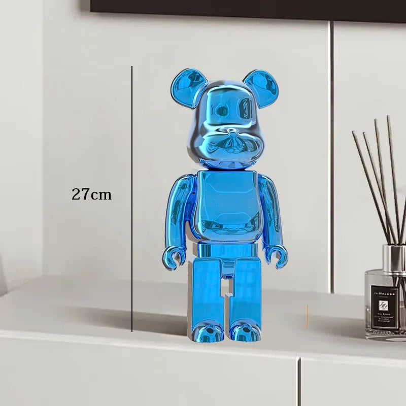 27cm Graffiti Bear Statue Paint Block Bear Decor Resin Desktop Ornaments Home Decoration Living Room Bear Floor Sculpture Gifts