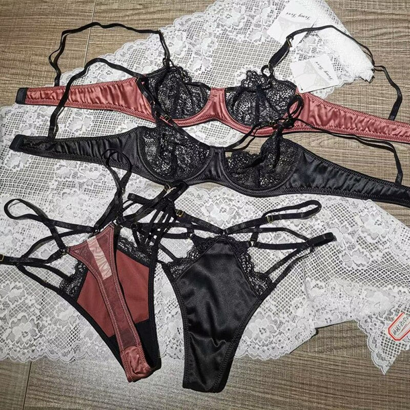 New Sexy Lace Bra and Thongs Set Underwear