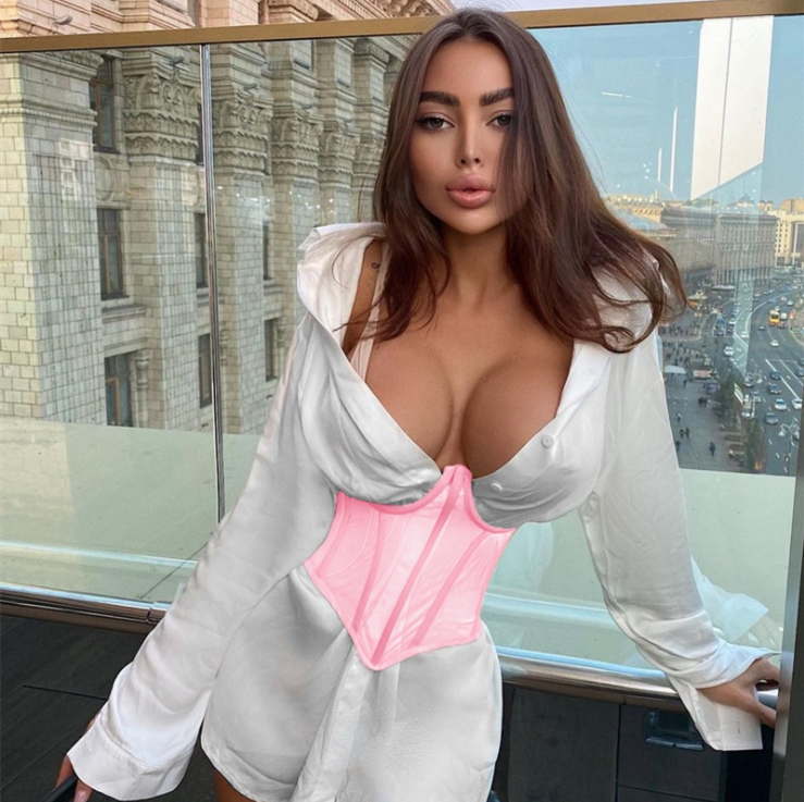 Spring Fashion Lace Up Slim Corset Women Bodycon Top