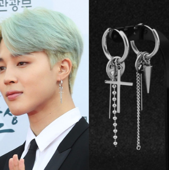 Cross chain pierced ear clips