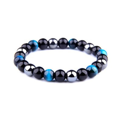 Obsidian Black and Blue  Gemstone Bead Bracelet