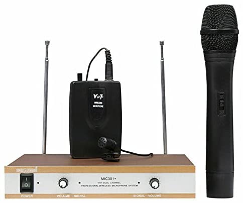 Wireless Microphone Dual Handheld Mic Cordless Receiver