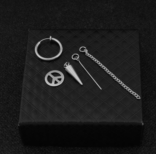 Cross chain pierced ear clips