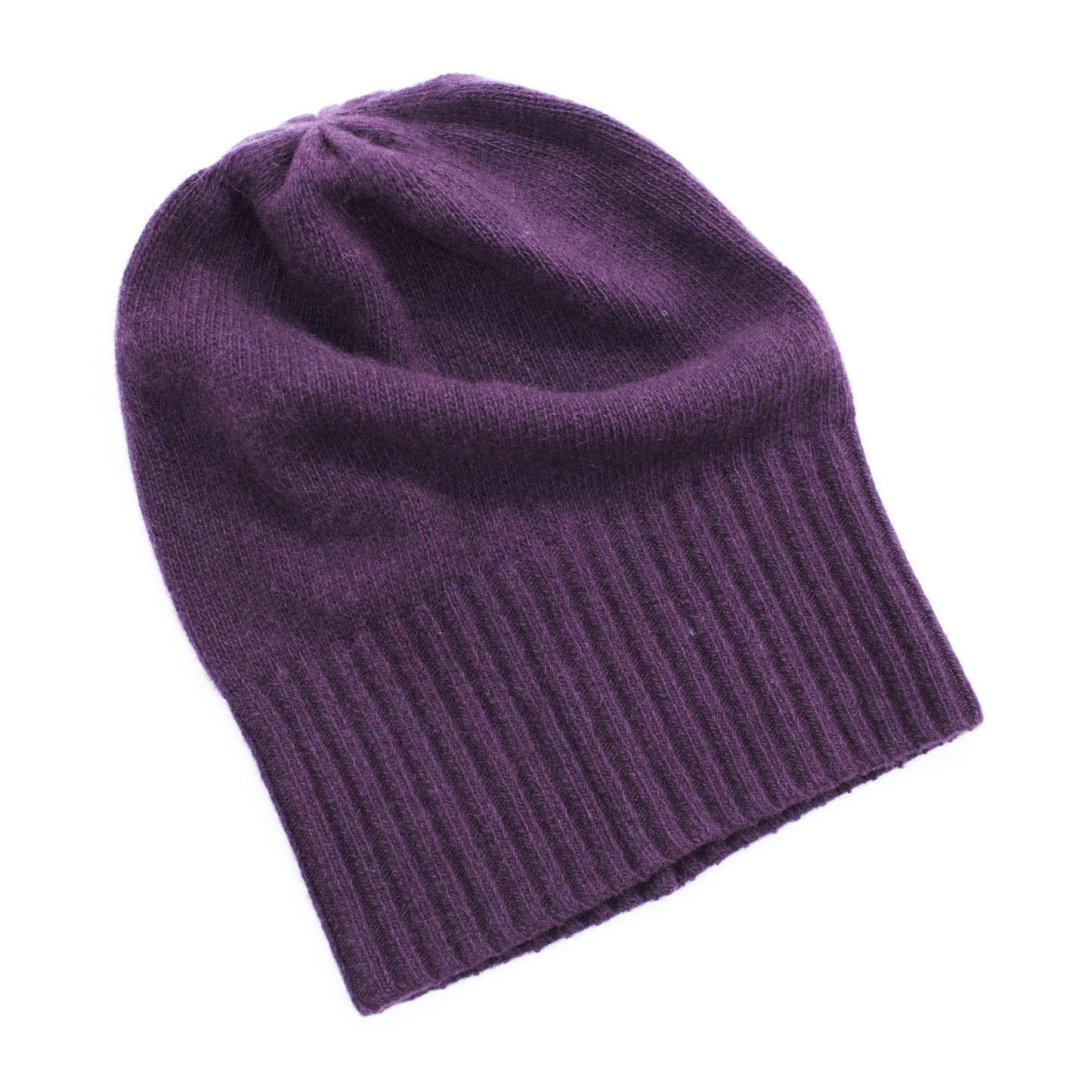 MEN'S CASHMERE SLOUCHY HAT - EGGPLANT