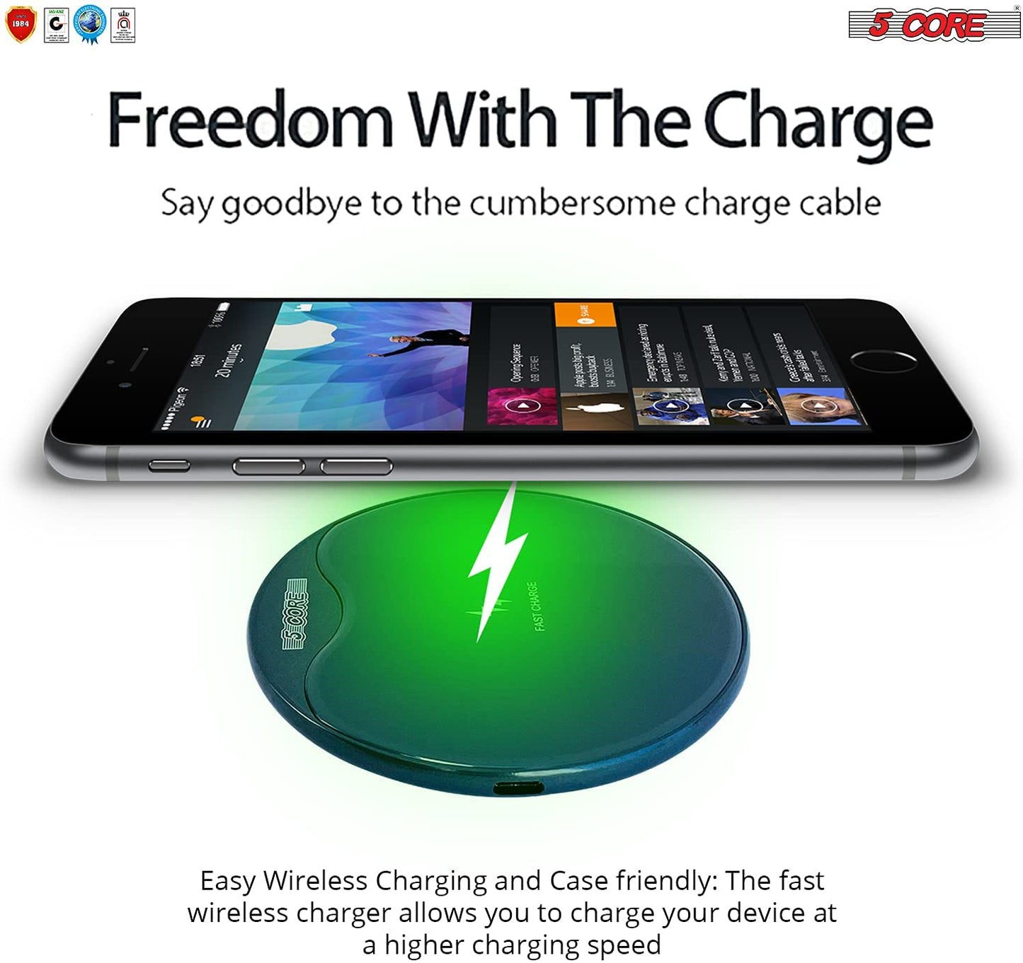 Wireless Fast Charger Pad Glass Top Qi 15W Boostcharge for Iphone Samsung Slim Wire less charging USB-C 2020 5 Core CDKW01