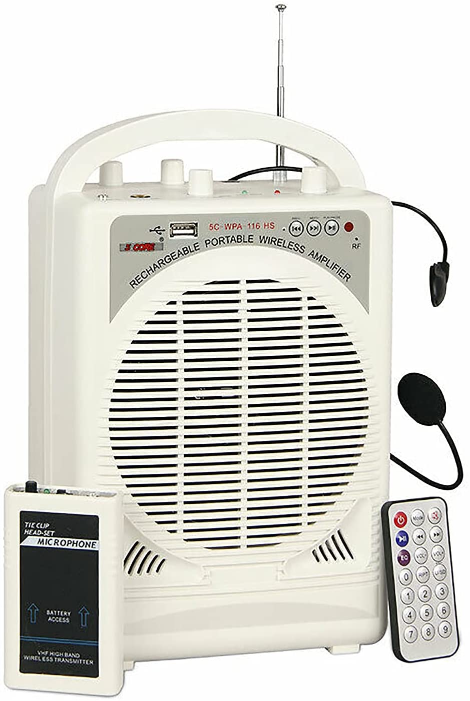 Microphone Wireless Collar & Head Set Amplifier System Portable PA Speaker (HEAD SET MIC) 5 Core WA 116