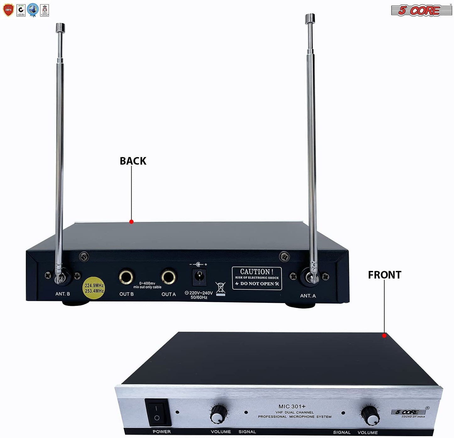 Wireless Microphone Dual Handheld Mic Cordless Receiver